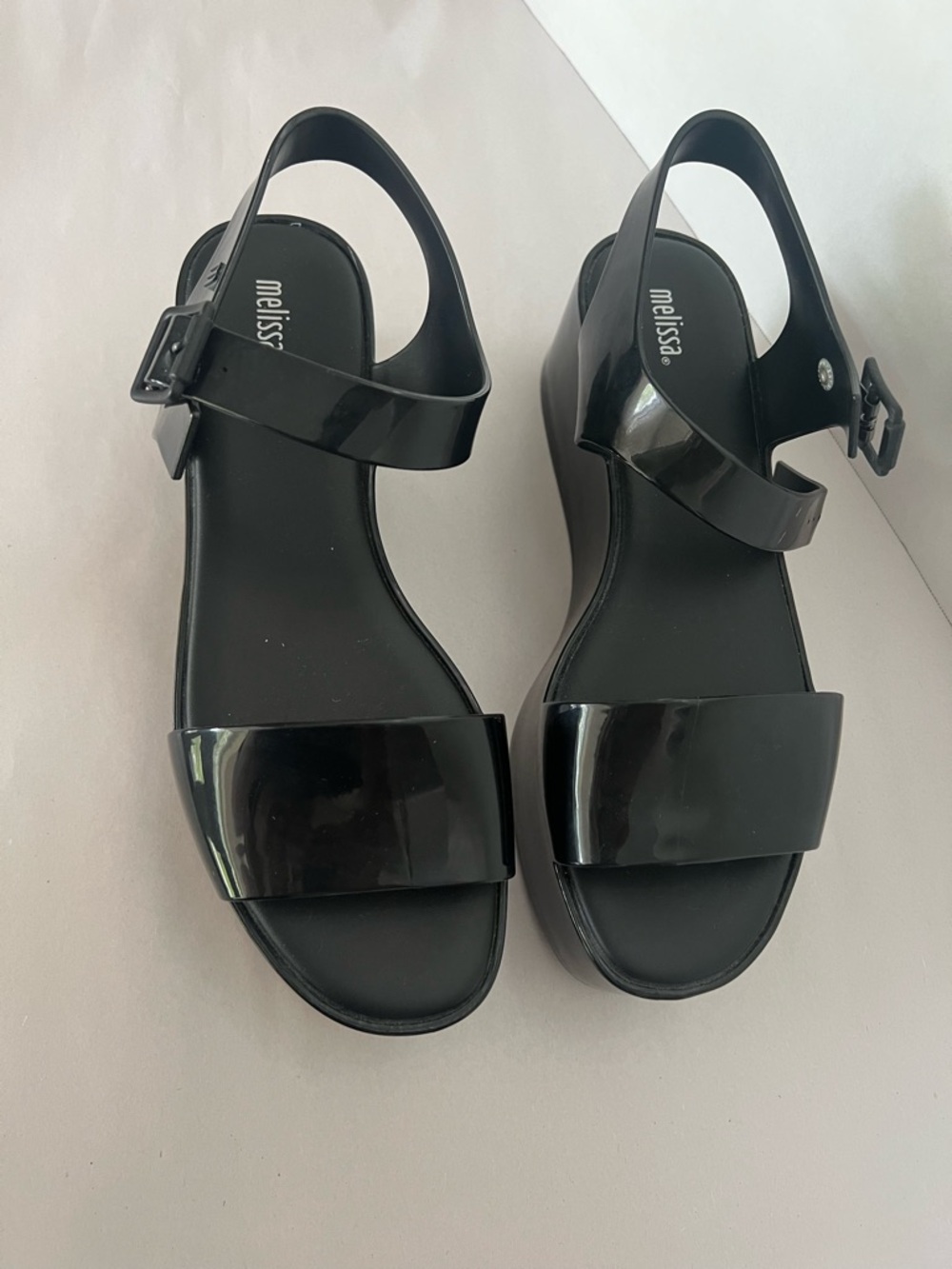 Melissa Mar Platform Sandals Black Jelly Chunky Size 9 - Picture 2 of 9